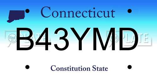 B43YMD Connecticut License Plate