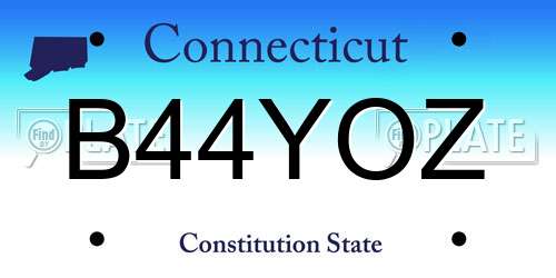 B44YOZ Connecticut License Plate