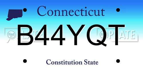 B44YQT Connecticut License Plate