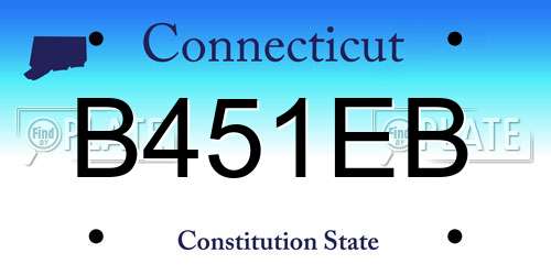 B451EB Connecticut License Plate