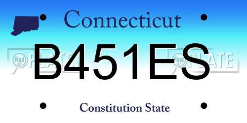 B451ES Connecticut License Plate