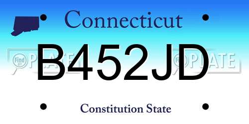 B452JD Connecticut License Plate