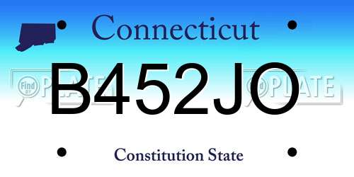 B452JO Connecticut License Plate