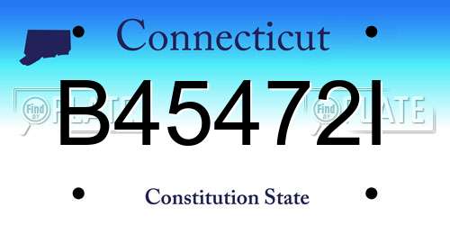 B45472I Connecticut License Plate