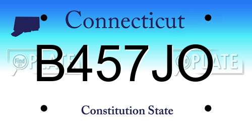 B457JO Connecticut License Plate