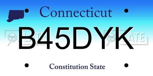 B45DYK Connecticut License Plate