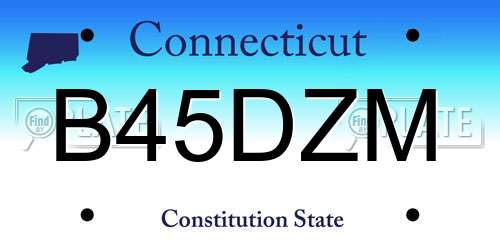 B45DZM Connecticut License Plate