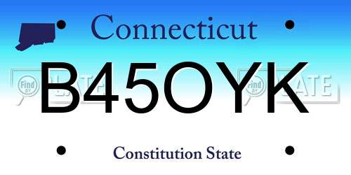 B45OYK Connecticut License Plate
