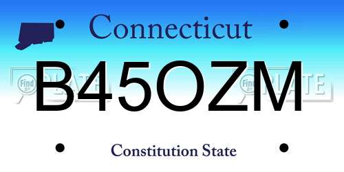 B45OZM Connecticut License Plate
