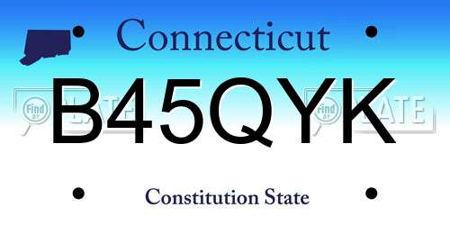 B45QYK Connecticut License Plate