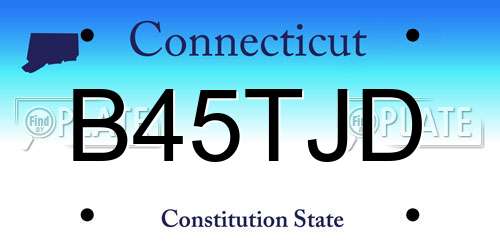 B45TJD Connecticut License Plate