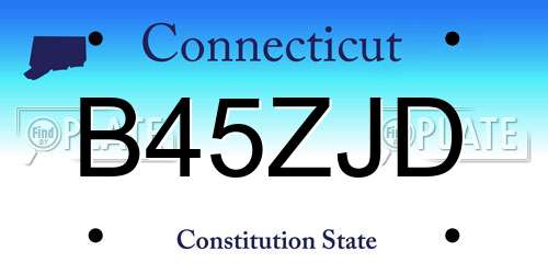 B45ZJD Connecticut License Plate