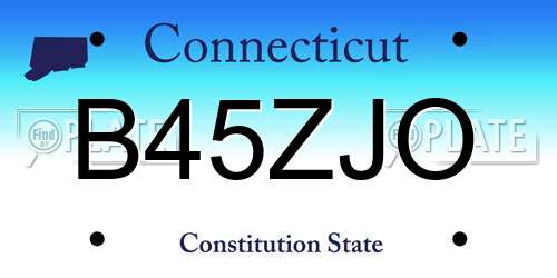 B45ZJO Connecticut License Plate