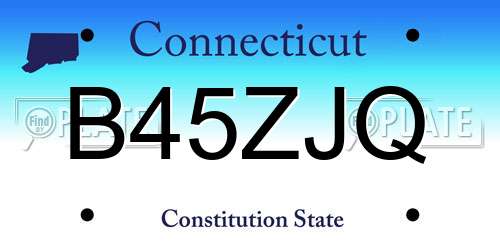 B45ZJQ Connecticut License Plate
