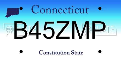 B45ZMP Connecticut License Plate