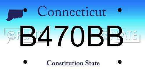 B470BB Connecticut License Plate