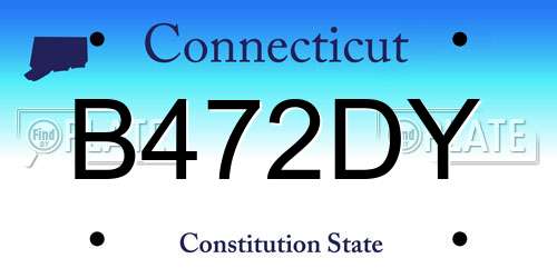 B472DY Connecticut License Plate