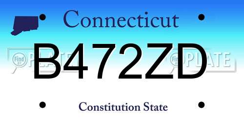 B472ZD Connecticut License Plate