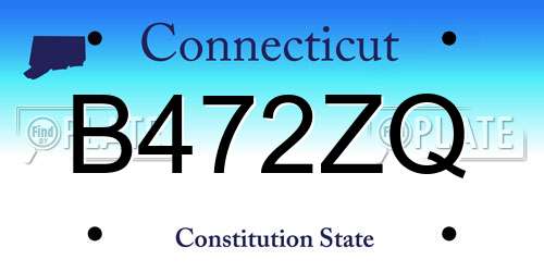 B472ZQ Connecticut License Plate