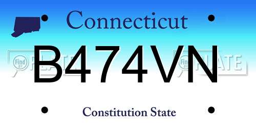 B474VN Connecticut License Plate