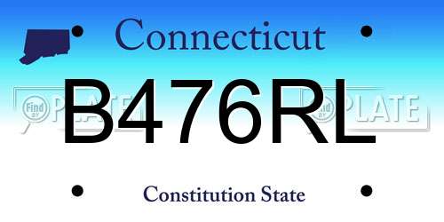 B476RL Connecticut License Plate
