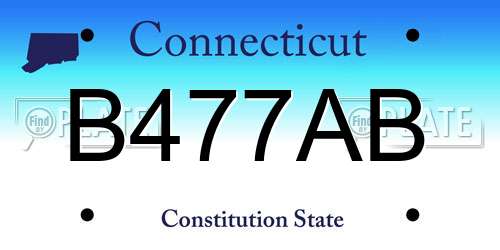 B477AB Connecticut License Plate