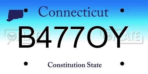 B477OY Connecticut License Plate