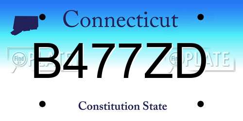 B477ZD Connecticut License Plate