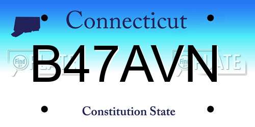B47AVN Connecticut License Plate