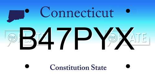 B47PYX Connecticut License Plate