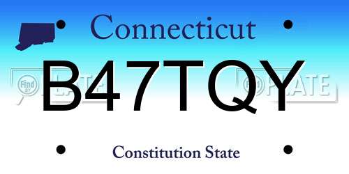 B47TQY Connecticut License Plate