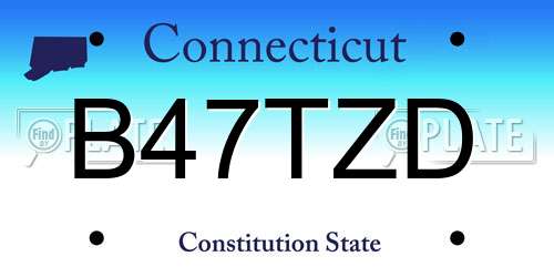 B47TZD Connecticut License Plate