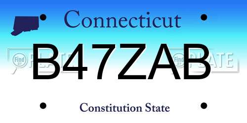 B47ZAB Connecticut License Plate