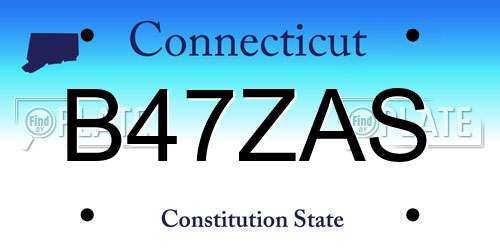 B47ZAS Connecticut License Plate