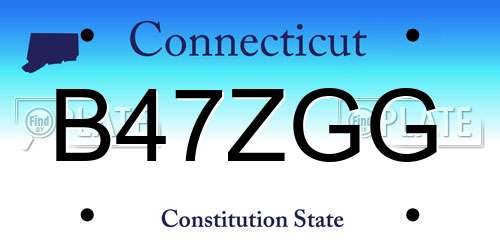 B47ZGG Connecticut License Plate