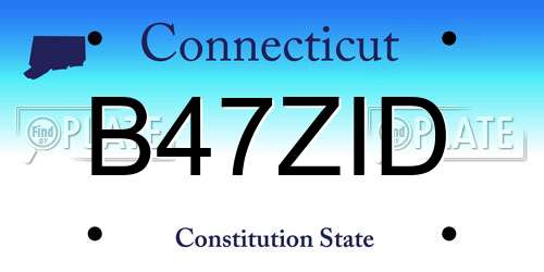B47ZID Connecticut License Plate