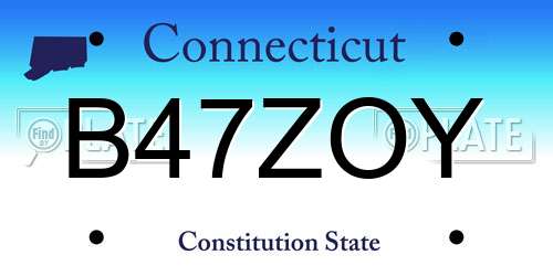 B47ZOY Connecticut License Plate