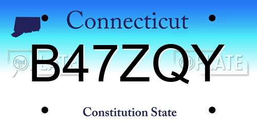 B47ZQY Connecticut License Plate