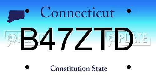 B47ZTD Connecticut License Plate