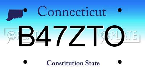 B47ZTO Connecticut License Plate