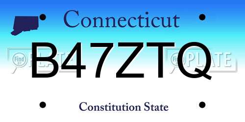 B47ZTQ Connecticut License Plate
