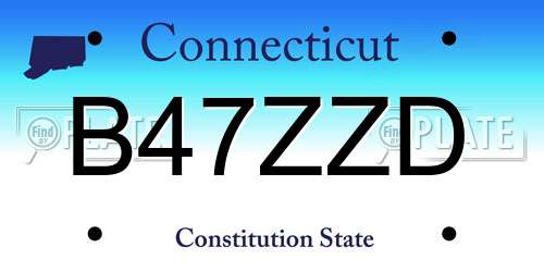 B47ZZD Connecticut License Plate