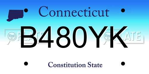 B480YK Connecticut License Plate