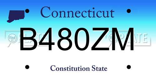 B480ZM Connecticut License Plate