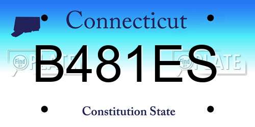 B481ES Connecticut License Plate