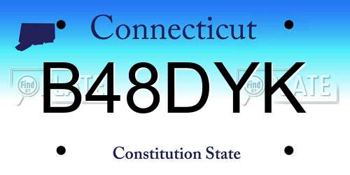 B48DYK Connecticut License Plate