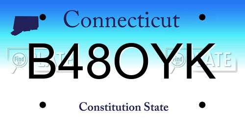 B48OYK Connecticut License Plate