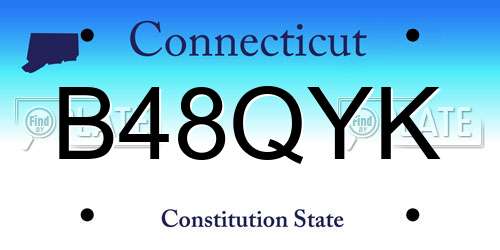 B48QYK Connecticut License Plate