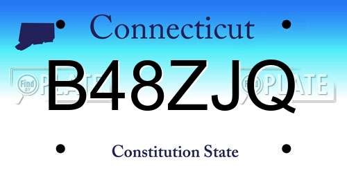 B48ZJQ Connecticut License Plate
