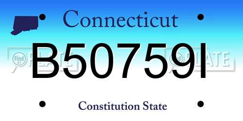 B50759I Connecticut License Plate